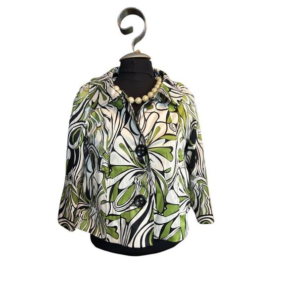 vertigo Womens Abstract Print Cropped Jacket With Large Buttons & Collar medium - Picture 3 of 10
